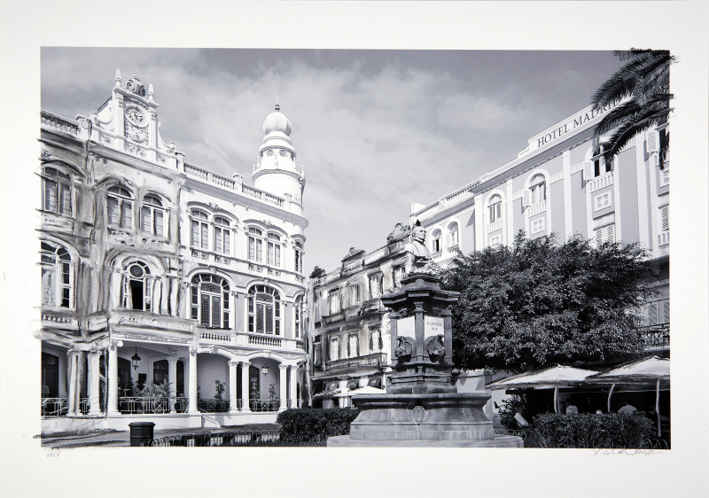 ONE DAY | LAS PALMAS No16 | Ralf Wehrle und Uwe Frank Mixed Media - Fine - Art - Print mit Kreide ca. 40 x 60 cm | gerahmt 60 x 80  Unikat | signiert